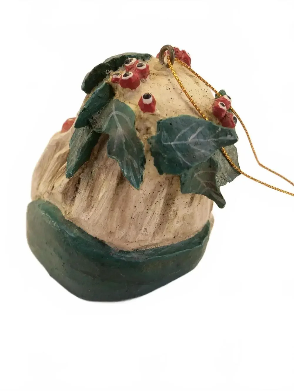 House Of Hatten Santa Christmas Ornament Green Holly Sitter Rosy Cheek VTG 1988